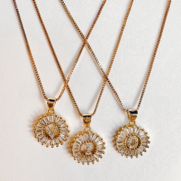 Jewelry - NWT Mini Radiant Initial Necklaces Gold plated with Crystals